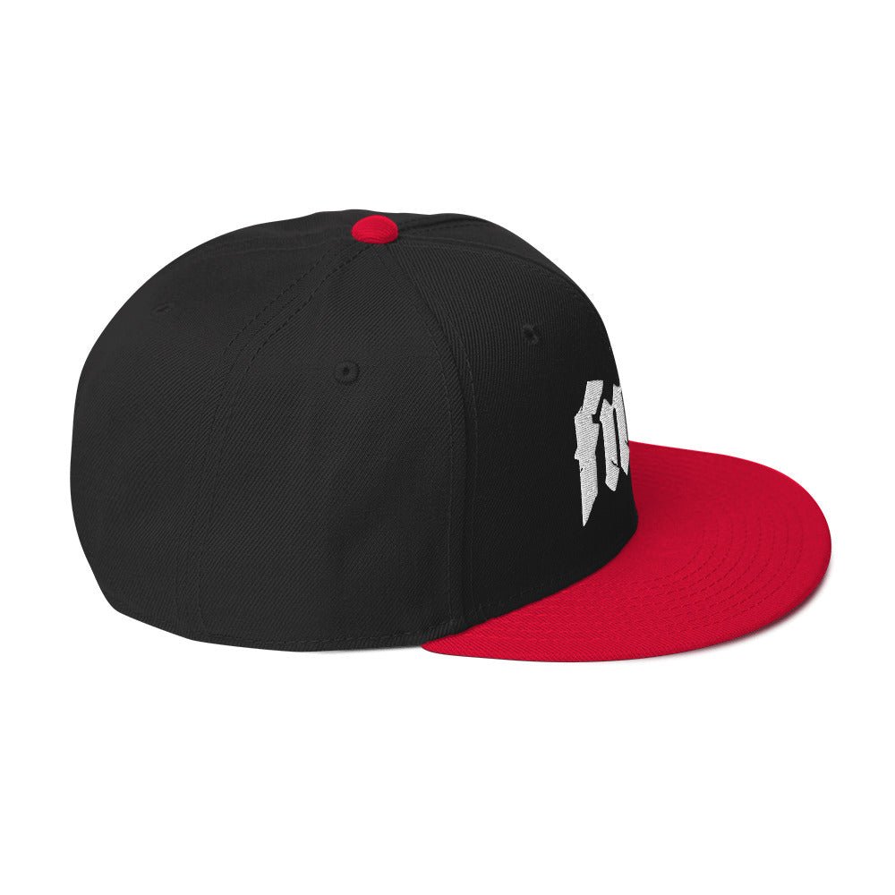 Eine rot, schwarze Snapback mit weißem fms-logo Stickerei - fms. - Snapback