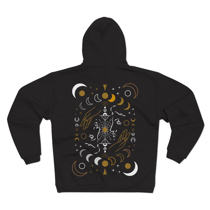Celestial Luna – schwarzer Tarot-inspirierter Hoodie von fms.