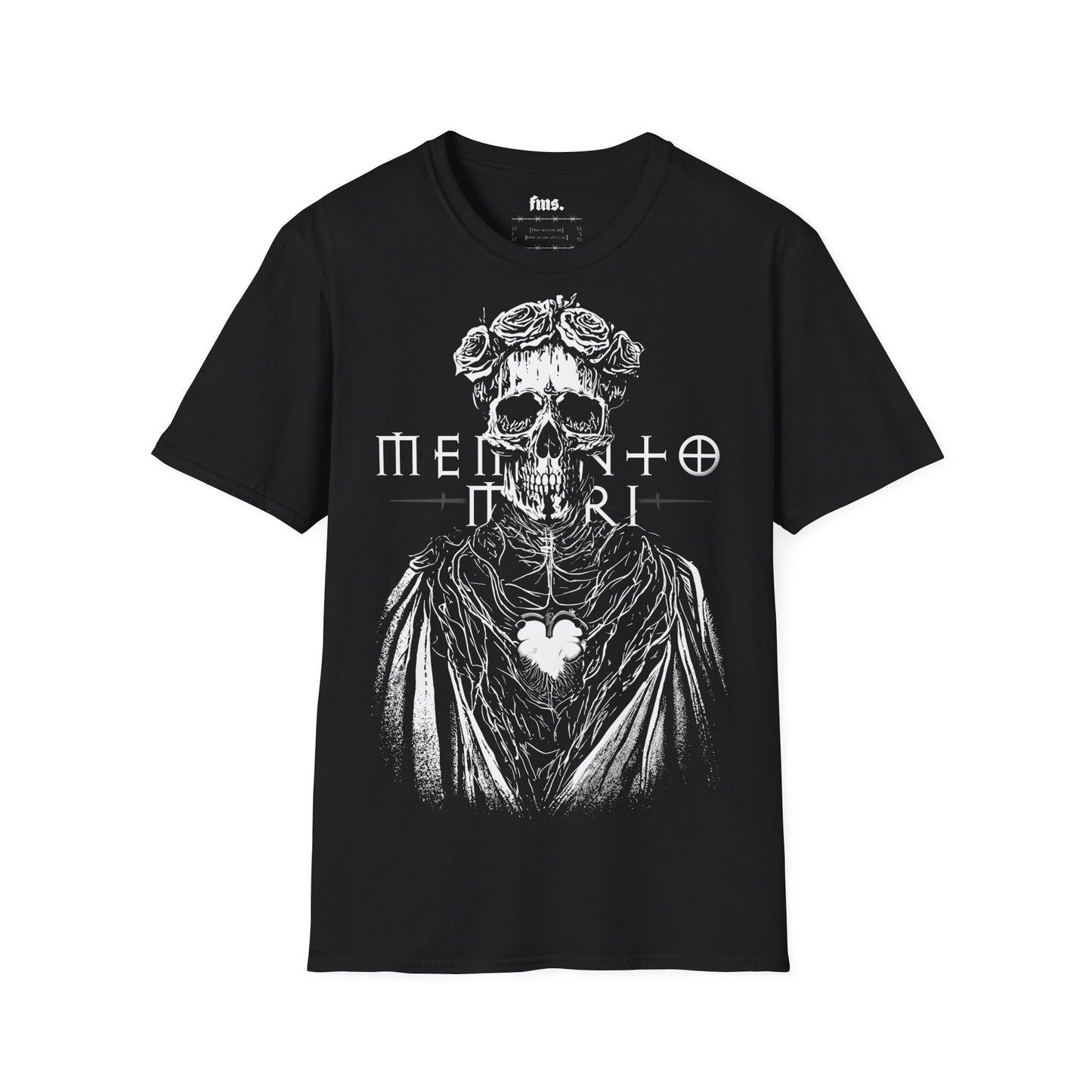 Memento Mori Shirt Vorderseite – schwarzes Streetwear T‑Shirt