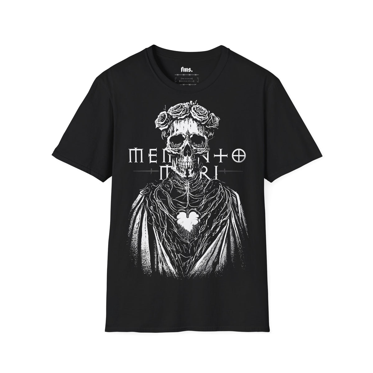 Memento Mori Shirt Vorderseite – schwarzes Streetwear T‑Shirt