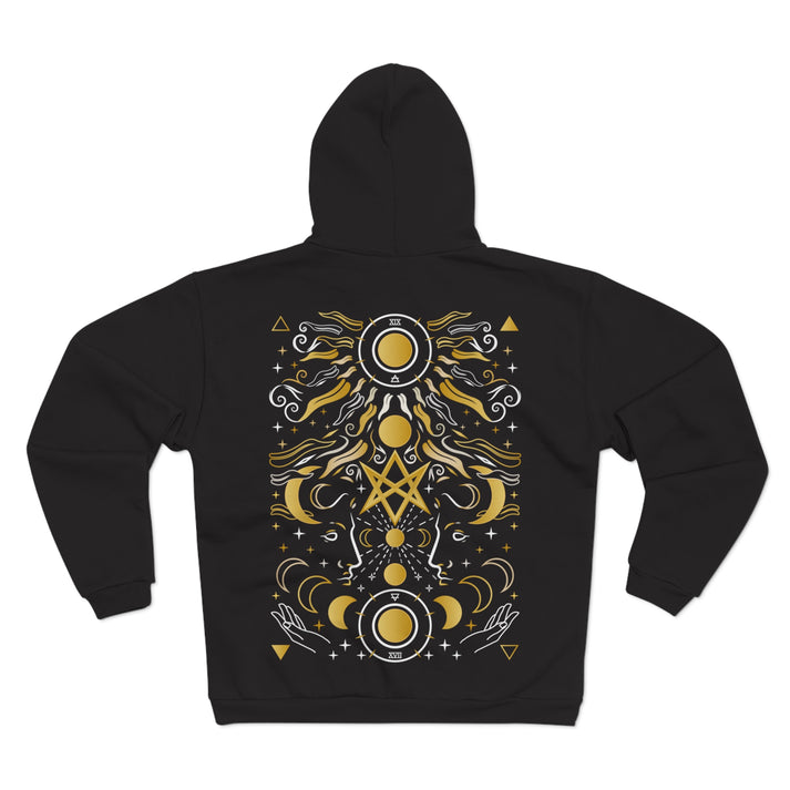 Celestial Absa – schwarzer alternativer Hoodie mit mystischem Tarot-Motiv